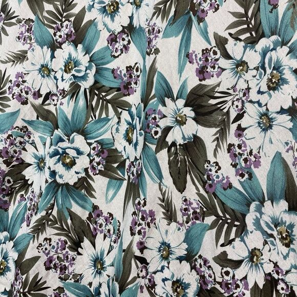 Womens Van Heusen Linen Floral‎ Maxi Skirt Size 4 Blue Tropical Flare - Picture 3 of 9